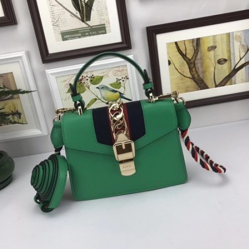 Gucci Sylvie Lather mini Sac 470270 Vert
