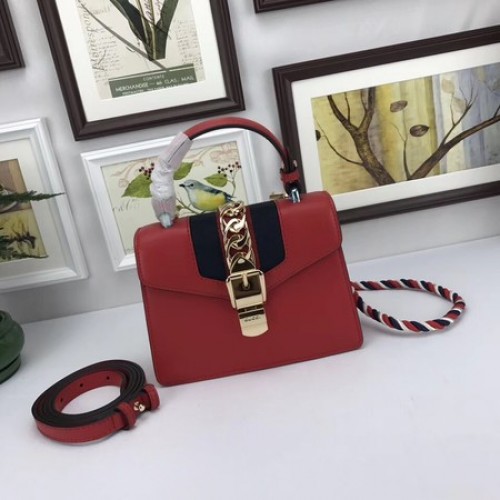 Gucci Sylvie Lather mini Sac 470270 Rouge