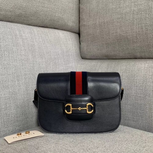 Gucci 1955 sac à bandoulière en cuir texturé 602204 noir