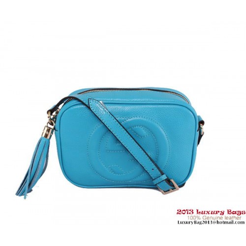 Gucci 308364 Sac Disco en Cuir de Veau Soho Bleu