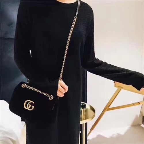 Gucci 443497 GG Marmont Chevron Velvet Sac à bandoulière Noir