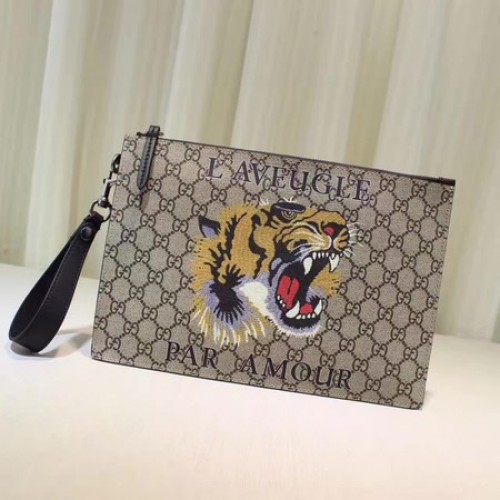 Gucci Angry Cat Print Pochette Suprême GG 473904 Tigre