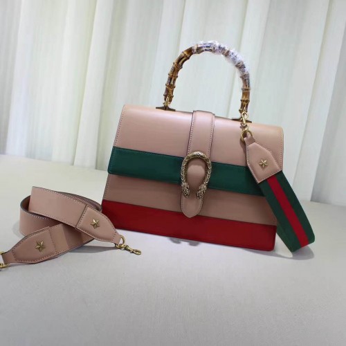 Sac à poignée supérieure en cuir lisse bambou Gucci 17410