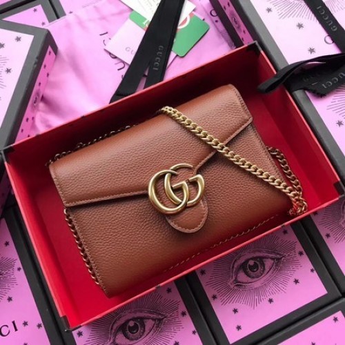 Gucci Sac à bandoulière en cuir de veau 401232 Café