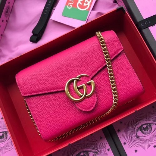 Gucci Sac à bandoulière en cuir de veau 401232 Pêche