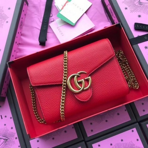 Gucci Sac à bandoulière en cuir de veau 401232 Rouge