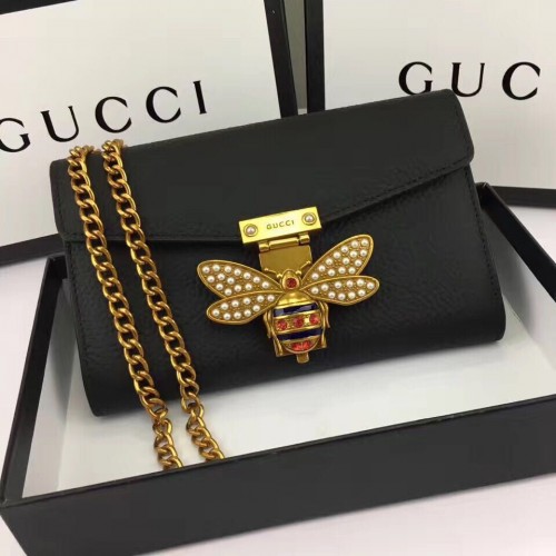 Gucci Sac à bandoulière en cuir de veau 403326 Noir
