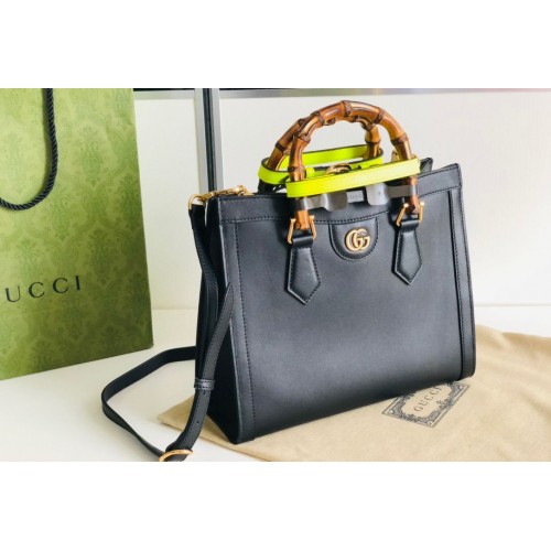 Gucci Diana GG Bamboo Top Handle Original Sac en cuir 660195 Noir