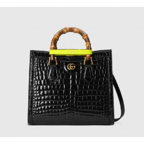 Gucci Diana petit sac fourre-tout en crocodile 660195 Noir