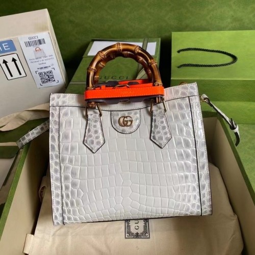 Gucci Diana petit sac fourre-tout en crocodile 660195 blanc