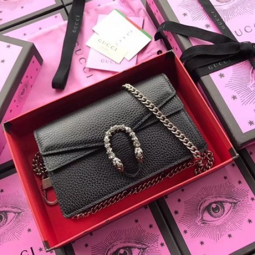 Gucci Dionysus Sac à bandoulière en cuir de veau 476430 Noir
