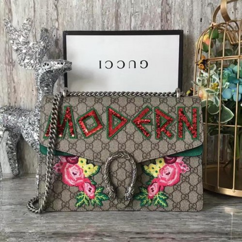 Gucci Dionysus Brodé Sac à Bandoulière 400249 Daim Vert