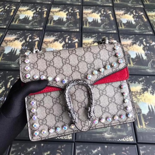 Gucci Dionysus GG Supreme toile cristal mini sac 421970 rouge