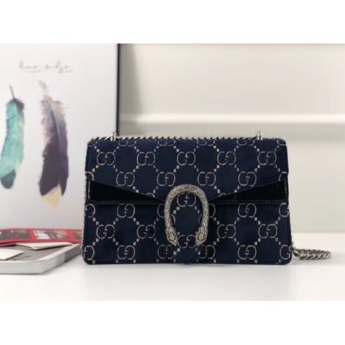 Gucci Dionysus GG petit sac à bandoulière en velours 400249 bleu