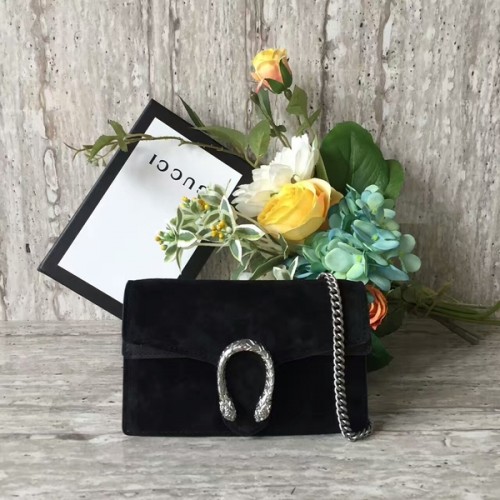 Gucci Dionysus Mini sac à bandoulière en cuir suédé 476432C Noir