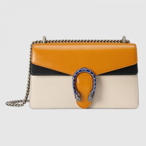 Petit sac à bandoulière Gucci Dionysus 400249 Orange brûlé et blanc