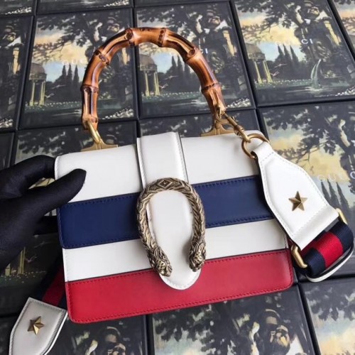Gucci Dionysus petit sac à main 523367 blanc&bleu&rouge