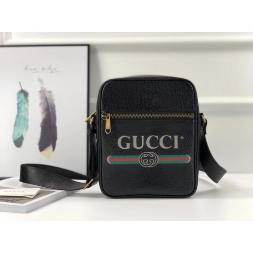 Gucci GG Calfskin Leather Messenger Sacs 523691 noir