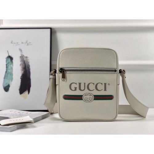 Gucci GG Calfskin Leather Messenger Bags 523691 blanc
