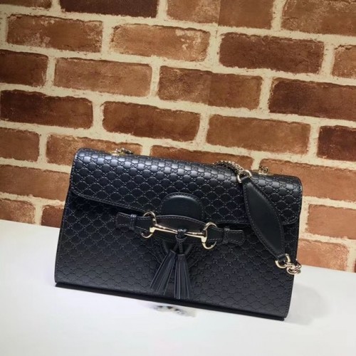 Gucci GG Sac à bandoulière en cuir 449635 noir