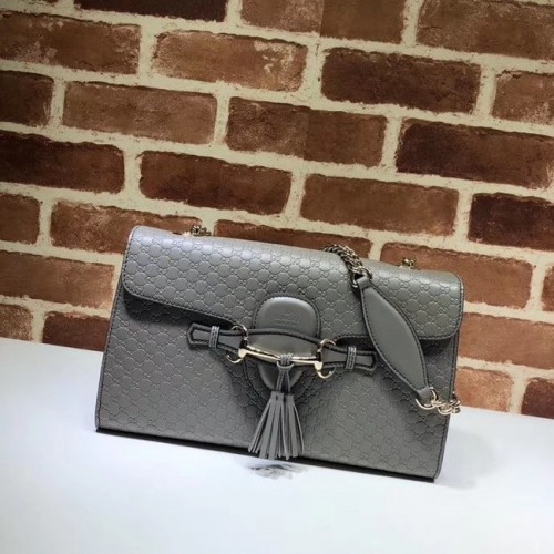 Gucci GG Sac à bandoulière en cuir 449635 gris