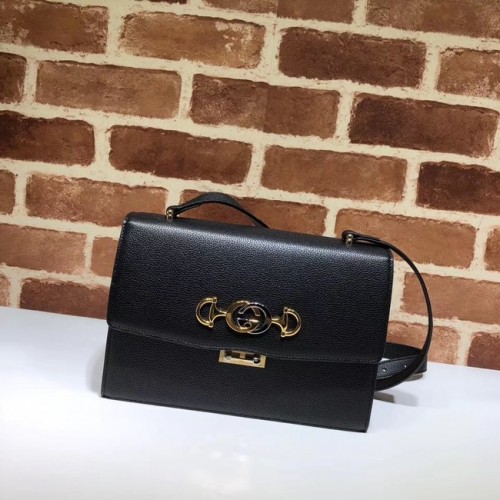 Gucci Sac à bandoulière en cuir GG 576388 Noir