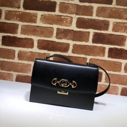 Gucci Sac à bandoulière en cuir GG A576388 Noir