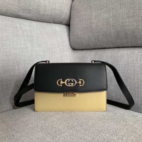 Gucci Sac à bandoulière en cuir GG A576388 Noir et blanc
