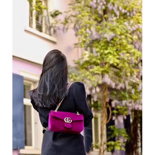 Gucci GG Marmont Chevron Velvet Sac à bandoulière 443497 Violet