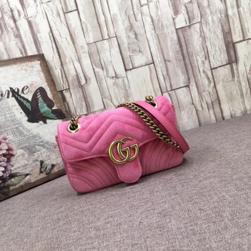 Gucci Mini sac en velours brodé GG Marmont 446744T Rose