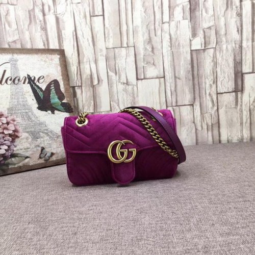 Gucci Mini sac en velours brodé GG Marmont 446744T Violet
