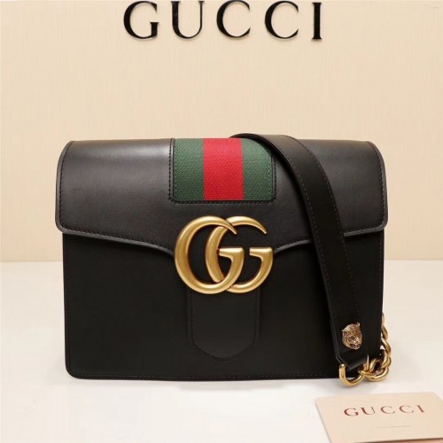 Gucci GG Marmont Sac à bandoulière en cuir 476468 noir