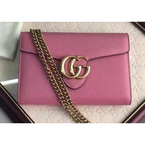 Gucci GG Marmont Mini sac à chaîne en cuir 401232 Rose
