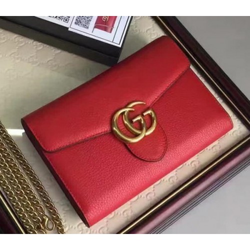 Gucci GG Marmont Mini sac à chaîne en cuir 401232 Rouge