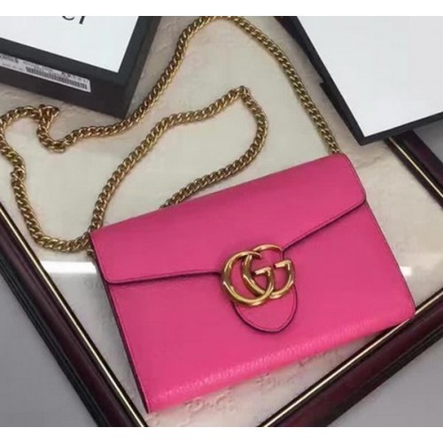 Gucci GG Marmont Mini sac à chaîne en cuir 401232 Rose