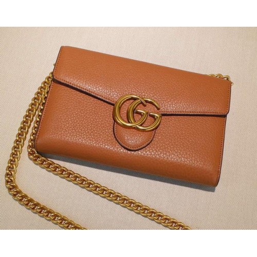 Gucci GG Marmont Mini sac à chaîne en cuir 401232 Blé