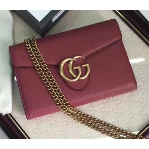 Gucci GG Marmont Mini sac à chaîne en cuir 401232 Bordeaux