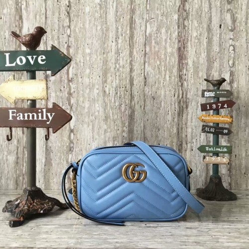 Gucci GG Marmont Matelasse Mini sac à bandoulière 448065A Bleu