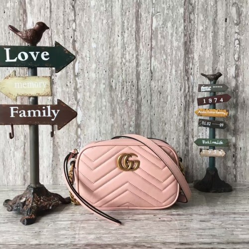 Gucci GG Marmont Matelasse Mini sac à bandoulière 448065A Rose