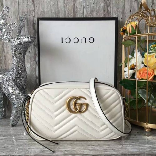 Gucci GG Marmont Matelasse Sac à bandoulière 447632A Blanc