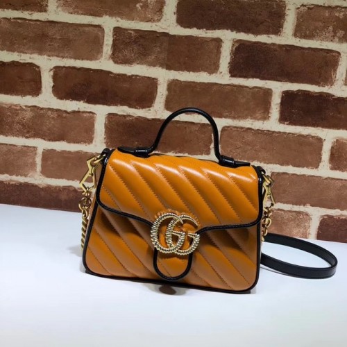 Gucci GG Marmont Mini sac à poignée supérieure 583571 Cognac