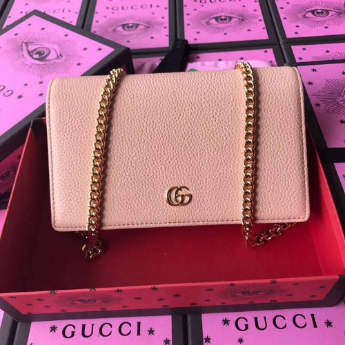 Gucci GG Marmont Original Sac à bandoulière en cuir de veau 497985 Nude