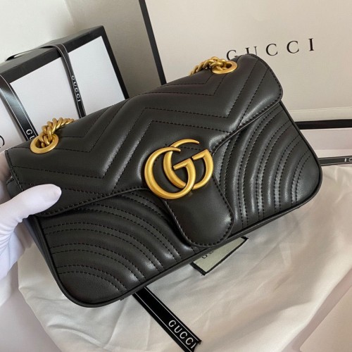 Gucci GG Marmont Original Sac à bandoulière en cuir matelassé 443497 Noir