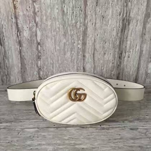 Gucci GG Marmont Sac en cuir matelassé 476434 Blanc