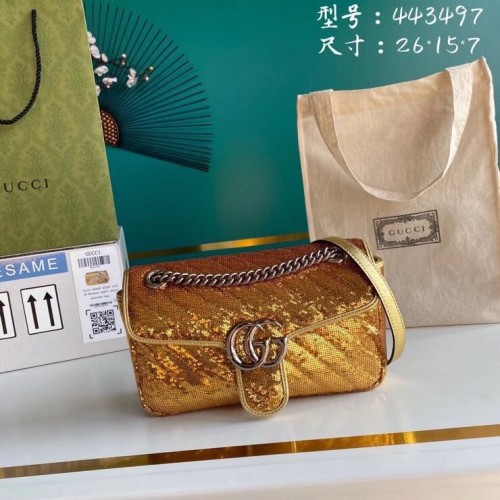 Gucci GG Marmont Sequin Mormont Petit sac à bandoulière 443497 or