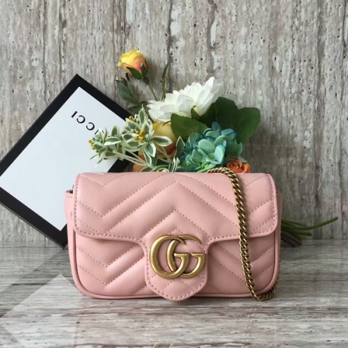 Gucci GG Marmont Velvet Nano Sac à bandoulière 476433A Rose clair
