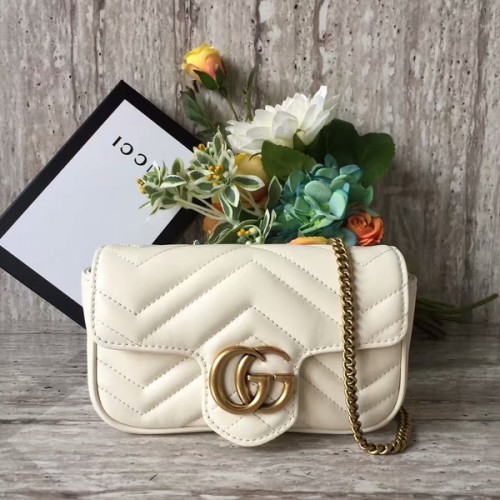 Gucci GG Marmont Velvet Nano Sac à bandoulière 476433A Blanc
