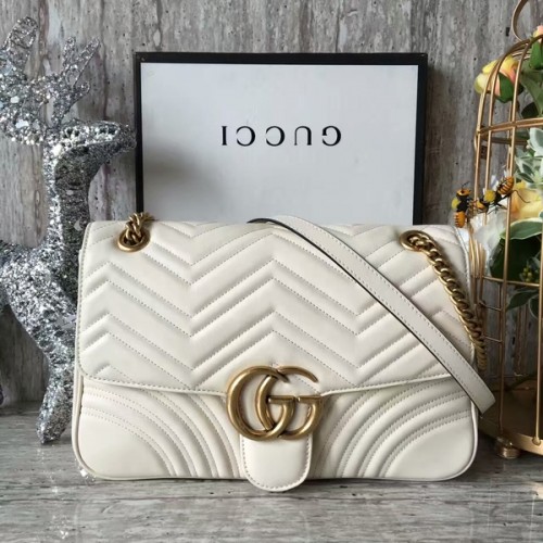Gucci GG Marmont Velours Sac à Bandoulière 443496A Blanc
