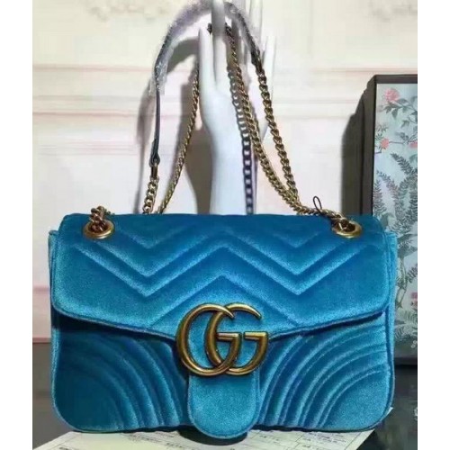 Gucci GG Marmont Velvet Sac à bandoulière 443497 Bleu