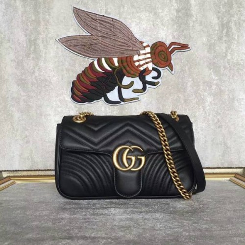 Gucci GG Marmont Sheenskin Sac à bandoulière 443497A Noir